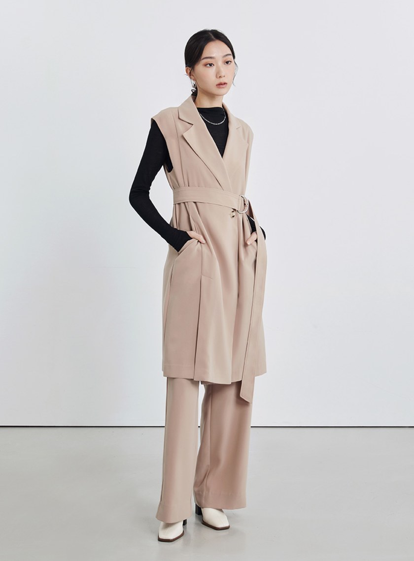 裝飾腰帶高腰寬褲